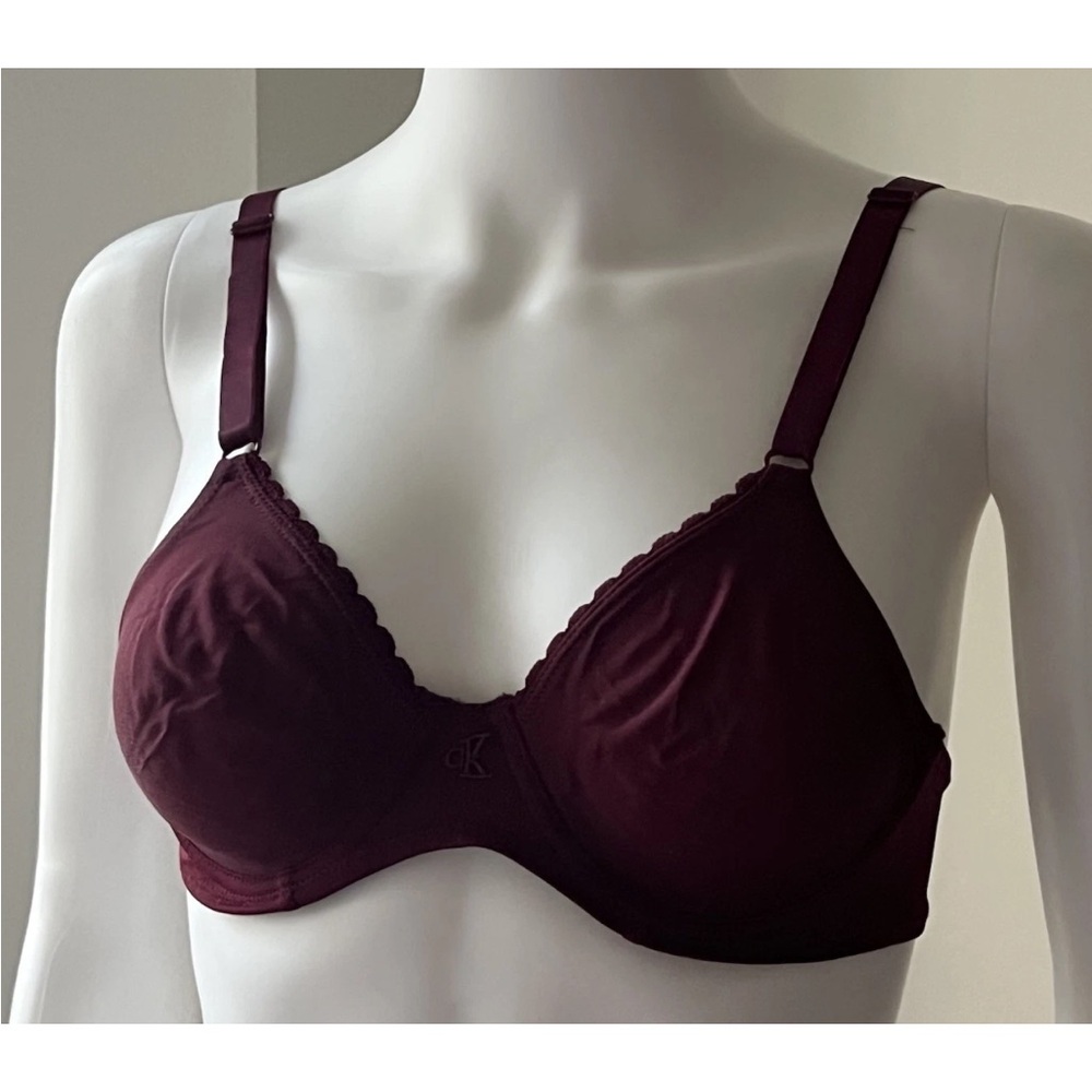 Calvin Klein Burgundy Stretch Nylon Blend Underwire Bra 34B